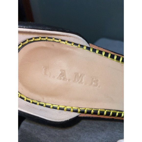 L.A.M.B Gwen Stefani Oracle T-Strap Strappy Leather Stacked Sandal Heels Size 9 - Picture 10 of 12